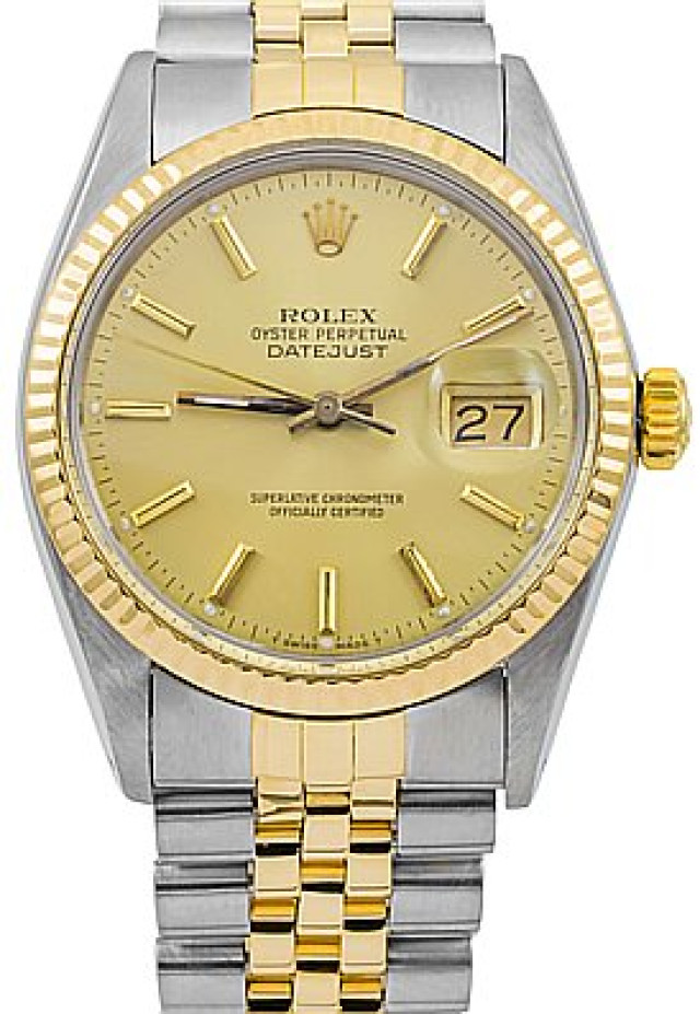 Pre-Owned Rolex Datejust Turn-O-Graph 16253 Stainless Steel, 18kt Yellow Gold & Stainless Steel 36 mm Gold Index